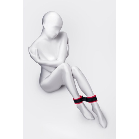 Anonymo handcuffs, velour, red, 29 cm - 2