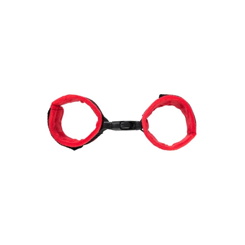 Anonymo handcuffs, velour, red, 29 cm - 3