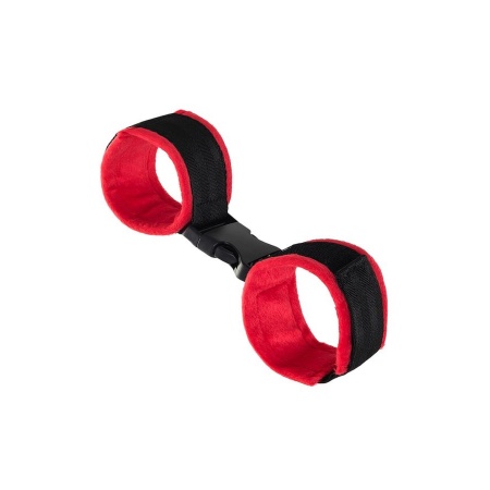 Anonymo handcuffs, velour, red, 29 cm - 4