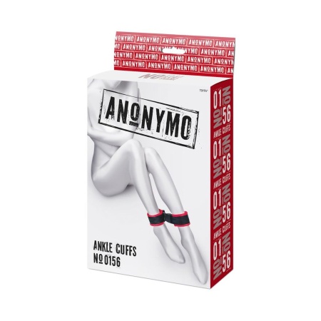 Anonymo handcuffs, velour, red, 29 cm - 7