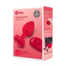 Korek analny wibracyjny VIBRATING HEART SHAPE JEWEL PLUG M/L Red - 6 poziomów wibracji, 15 wzorców, średnica 4 cm, długość inser - 1