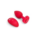 Korek analny wibracyjny VIBRATING HEART SHAPE JEWEL PLUG M/L Red - 6 poziomów wibracji, 15 wzorców, średnica 4 cm, długość inser - 3