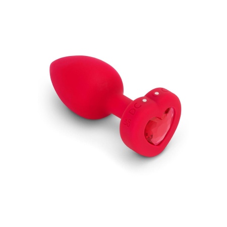 Korek analny wibracyjny VIBRATING HEART SHAPE JEWEL PLUG M/L Red - 6 poziomów wibracji, 15 wzorców, średnica 4 cm, długość inser - 4