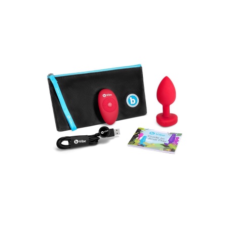 Korek analny wibracyjny VIBRATING HEART SHAPE JEWEL PLUG M/L Red - 6 poziomów wibracji, 15 wzorców, średnica 4 cm, długość inser - 5