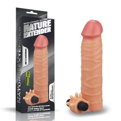 Nakładka na penisa Nature Extender 17,8 cm z wibracjami Cielisty - 1