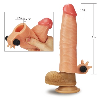 Nakładka na penisa Nature Extender 17,8 cm z wibracjami Cielisty - 1 2