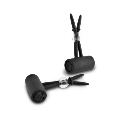 FETISH FANTASY SERIES LIMITED EDITION VIBRATING SILICONE NIPPLE LASSOS BLACK - 1