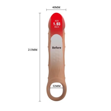 Nakładka na penisa BRAD z wibracją i przedłużeniem o 4,9 cm - 8