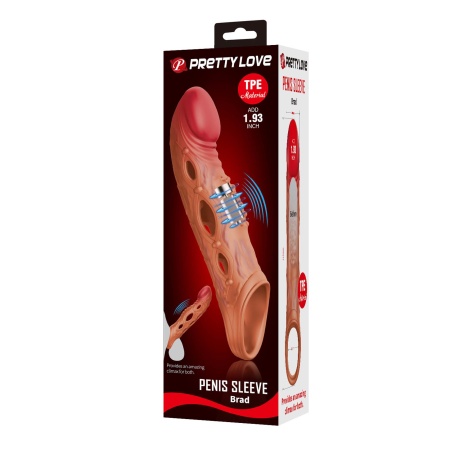 Nakładka na penisa BRAD z wibracją i przedłużeniem o 4,9 cm - 10
