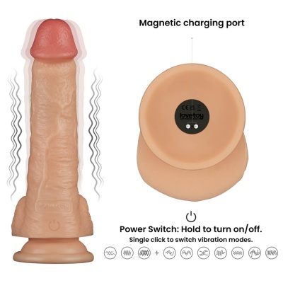 Wibrator Power Basics Cock 20,3 cm z wibracjami i przyssawką kremowy - 1