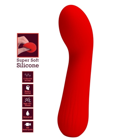 Wibrator do punktu G Faun Red z 12 trybami wibracji i długością 18,5 cm - 2
