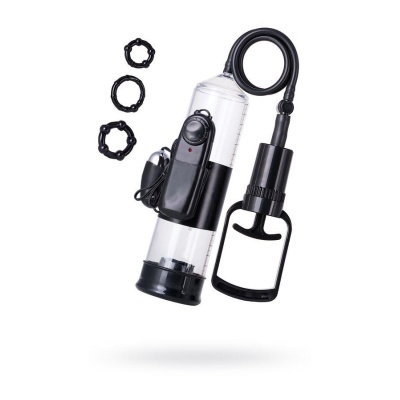 A-TOYS, Penis Pump Coal, with vibro, PVC, Transparent, 22,8 cm - 1 2