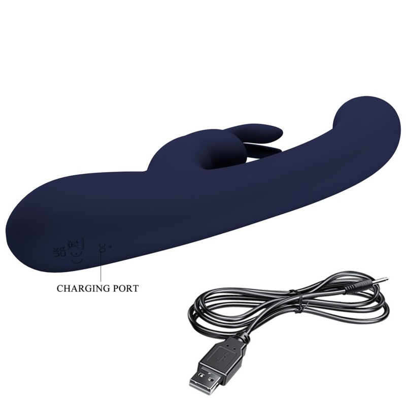 Wibrator króliczek Lamar - zakrzywiony trzon, 10 funkcji wibracji, 9 poziomów intensywności, silikon + ABS, 22 cm - 7