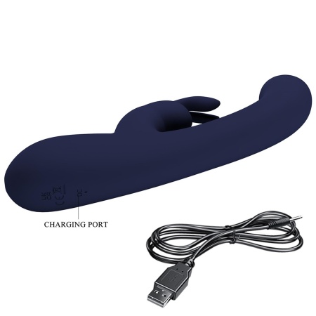 Wibrator króliczek Lamar - zakrzywiony trzon, 10 funkcji wibracji, 9 poziomów intensywności, silikon + ABS, 22 cm - 7