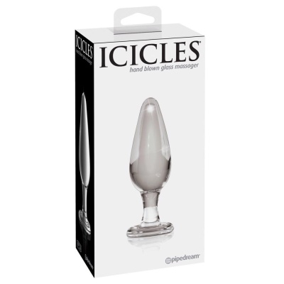 Korek analny szklany No. 26 Clear – termoregulacja, gładka powierzchnia, 11 cm długości i 4 cm średnicy - 1