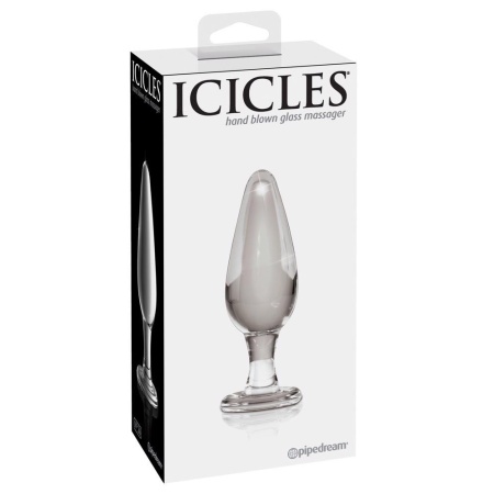 Korek analny szklany No. 26 Clear – termoregulacja, gładka powierzchnia, 11 cm długości i 4 cm średnicy - 1