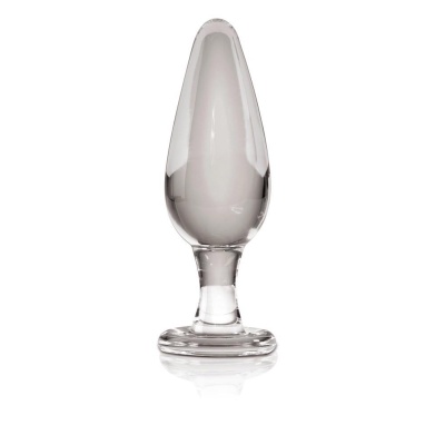 Korek analny szklany No. 26 Clear – termoregulacja, gładka powierzchnia, 11 cm długości i 4 cm średnicy - 1 2