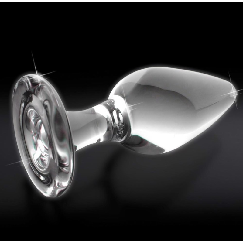 Korek analny szklany No. 26 Clear – termoregulacja, gładka powierzchnia, 11 cm długości i 4 cm średnicy - 3