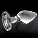 Korek analny szklany No. 26 Clear – termoregulacja, gładka powierzchnia, 11 cm długości i 4 cm średnicy - 3