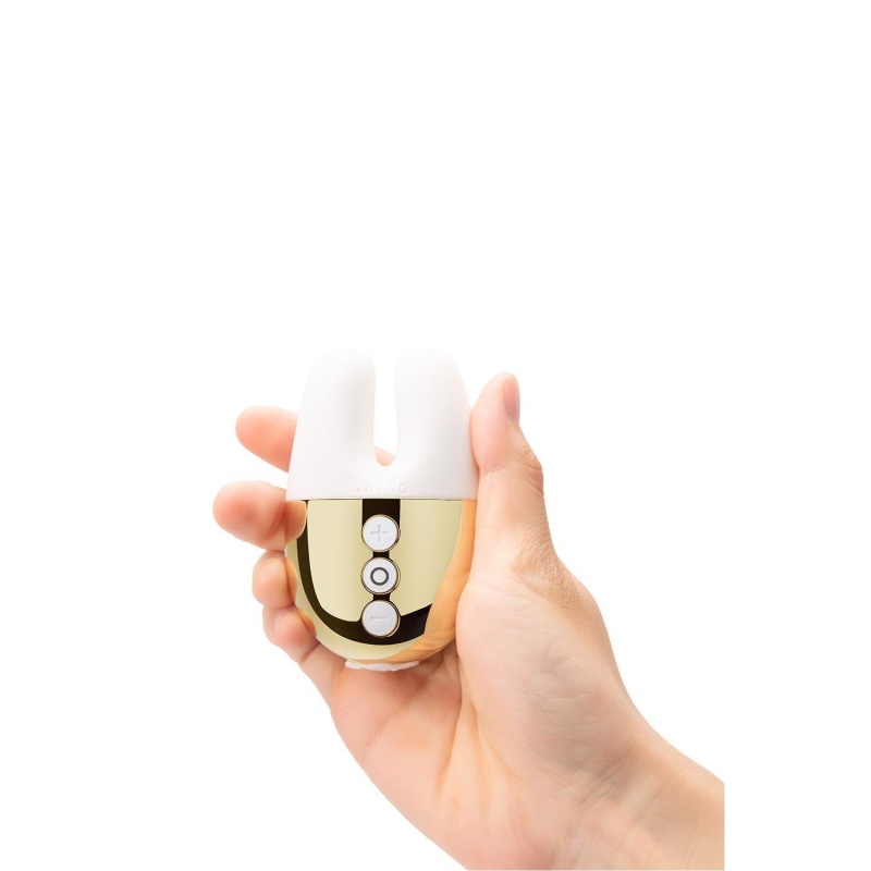 Wibrator podwójny Double Vibe White Gold - dwa silniki, silikonowa nakładka, 8,4 × 5,4 cm - 3