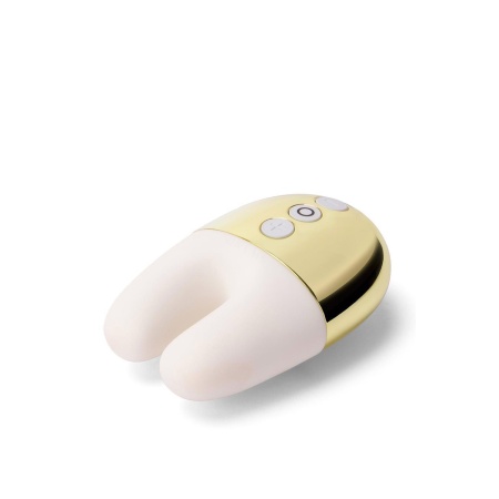 Wibrator podwójny Double Vibe White Gold - dwa silniki, silikonowa nakładka, 8,4 × 5,4 cm - 5