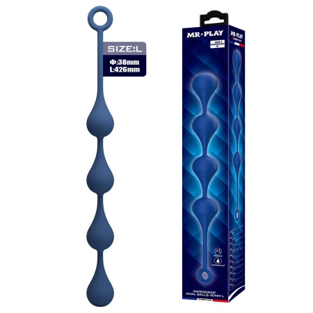 Kulki analne Waterdrop L z pętlą zabezpieczającą, 42,6 cm - 1