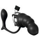 Klatka na penisa z wtyczką analną Ass-gasm Cock Blocker – regulowany pierścień z zamkiem, długość 12,7 cm - 2