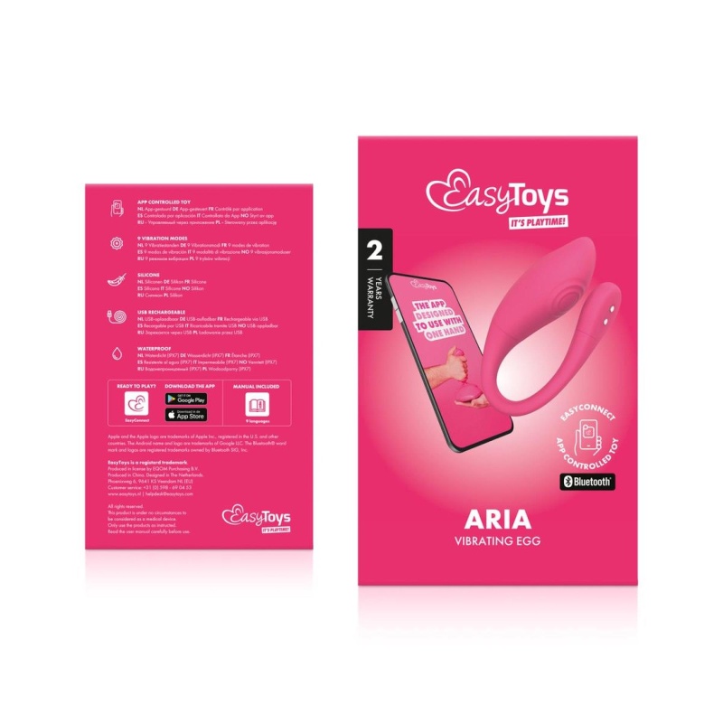 Jajko wibrujące EasyConnect Aria - silikonowe, sterowane aplikacją, Ø 3,5 cm × 18 cm - 12