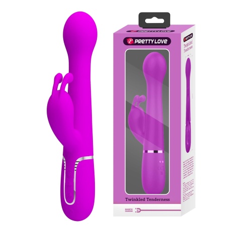 Wibrator króliczek Dejon Twinkled Tenderness Purple - 7 funkcji wibracji, 4 tryby wypychania, 4 funkcje rotacji, dwa niezależne - 1
