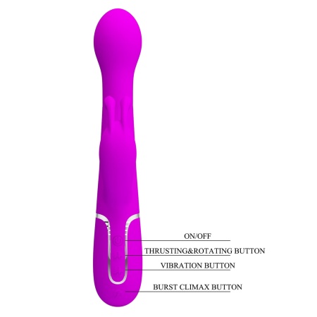 Wibrator króliczek Dejon Twinkled Tenderness Purple - 7 funkcji wibracji, 4 tryby wypychania, 4 funkcje rotacji, dwa niezależne - 10