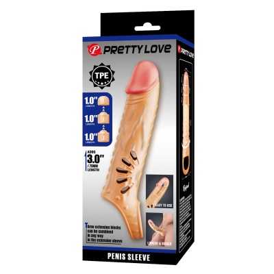 PRETTY LOVE - PENIS SLEEVE, TPE,3 removeable 1 inch extenders - 1