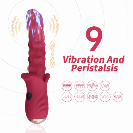 Wibrator Dick Red 9 z 9 trybami wibracji i mechanizmem ruchów posuwistych, długość 21,7 cm - 7