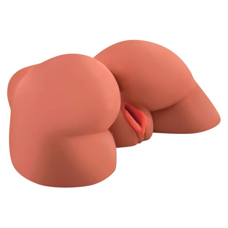 Masturbator realistyczny pośladków Tan – dwa kanały (pochwa i odbyt), 19,1 cm - 2