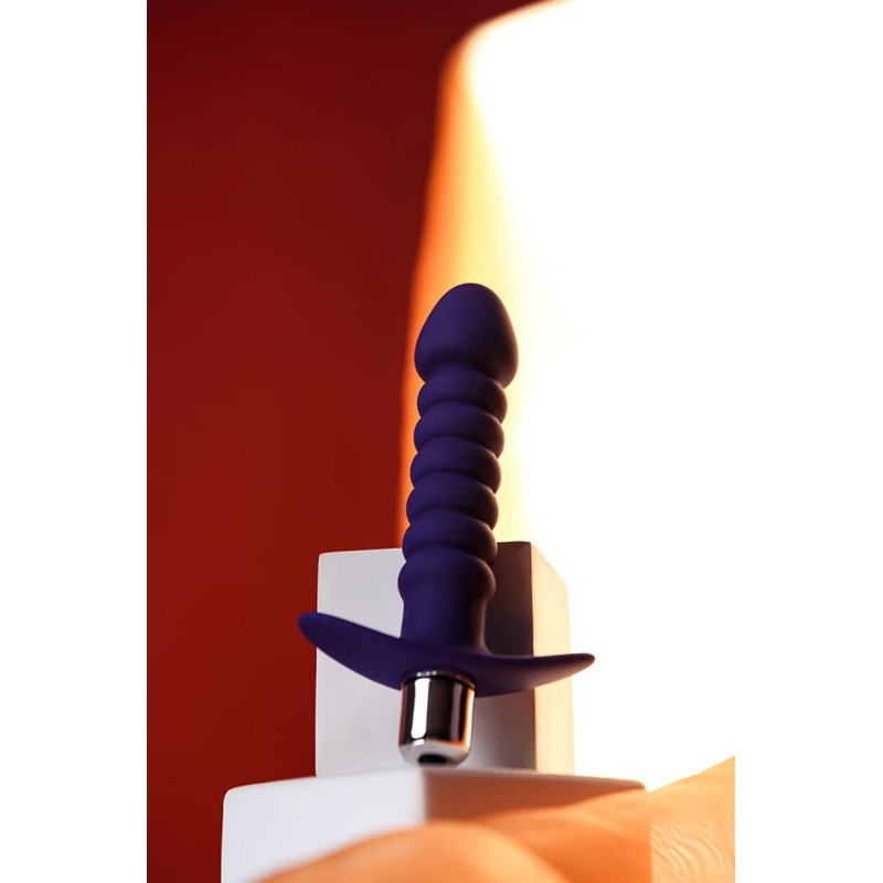 Wibrator analny Condal Violet z reliefową powierzchnią i szeroką podstawą, 14 cm - 10
