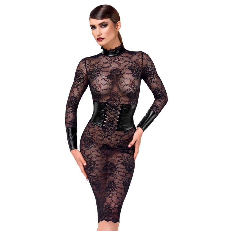Noir Dress Lace L - 1