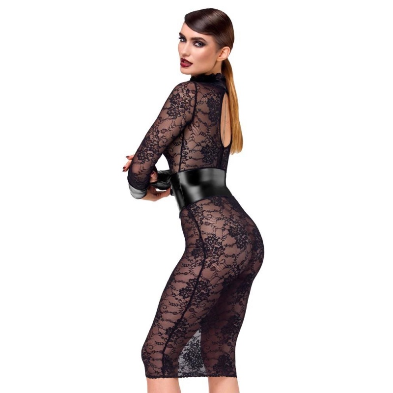 Noir Dress Lace L - 4