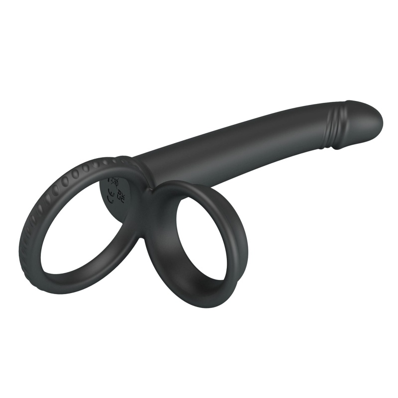 Dildo Moses z podwójnym pierścieniem - silikonowe, wodoodporne, 20 cm - 8