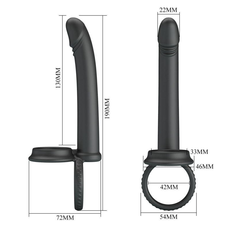 Dildo Moses z podwójnym pierścieniem - silikonowe, wodoodporne, 20 cm - 9
