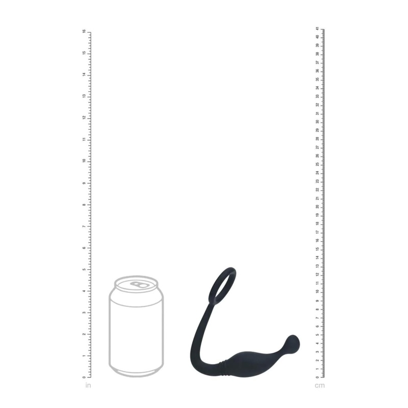Silicone Cockring with Prostate Stimulator - M - Black - 6