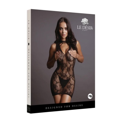 High Neck Lace Mini Dress - One Size - 1 2