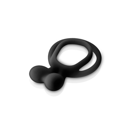 Podwójny pierścień erekcyjny na penisa Double Cockring Black z wypustką stymulującą łechtaczkę, średnica 3,0 cm - 3