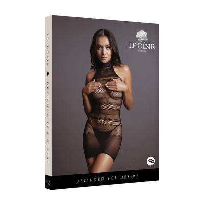 High Lace Neck Net Mini Dress - One Size - 1 2