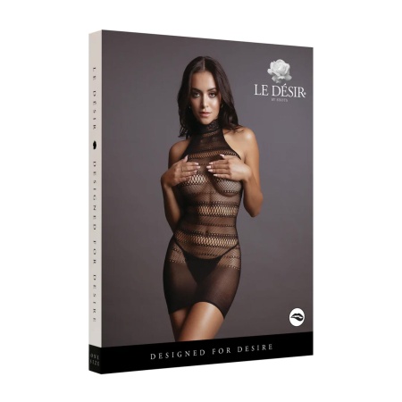 High Lace Neck Net Mini Dress - One Size - 2