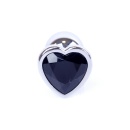 Korek analny Silver Heart Plug Black - anatomiczny, stal nierdzewna, dł. 7 cm, śr. 2,7 cm - 2