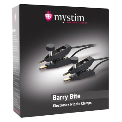 Zaciski elektrostymulacyjne na sutki Mystim Barry Bite – bipolarne, pozłacane styki - 1