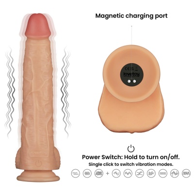Wibrator Power Basics Cock 28 cm Beżowy z Różowym Końcem - 1
