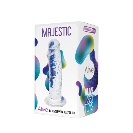 Dildo Żelowe Majestic Jelly – Przezroczysty Żel, Łagodnie Rozszerzona Końcówka, 14,7 cm Długości i 3,7 cm Średnicy - 2