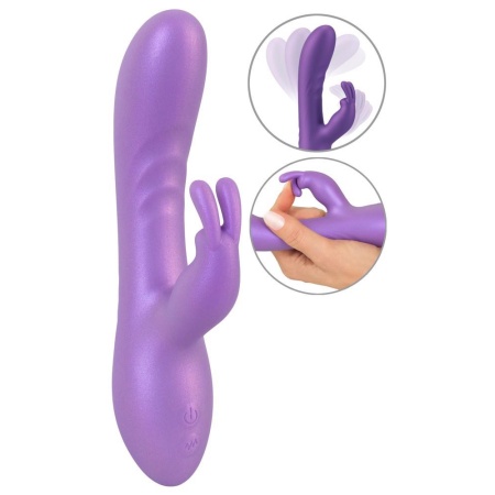 Wibrator z króliczkiem Flexible Rabbit - elastyczna podwójna stymulacja, 2 niezależne silniki, silikon metaliczny, 18,3 cm - 2