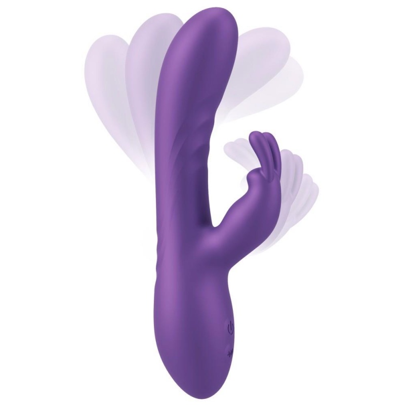 Wibrator z króliczkiem Flexible Rabbit - elastyczna podwójna stymulacja, 2 niezależne silniki, silikon metaliczny, 18,3 cm - 6