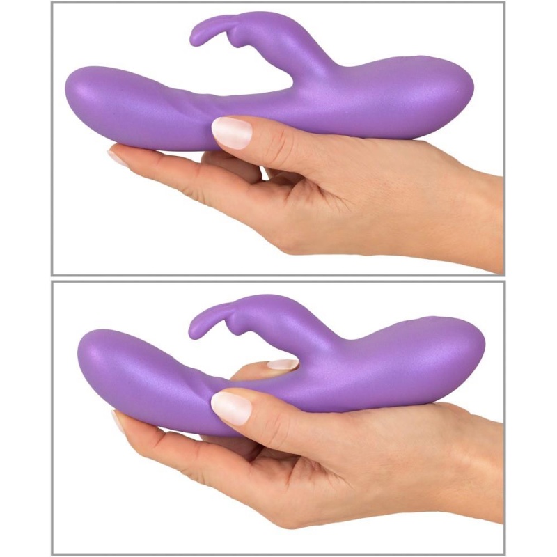 Wibrator z króliczkiem Flexible Rabbit - elastyczna podwójna stymulacja, 2 niezależne silniki, silikon metaliczny, 18,3 cm - 7